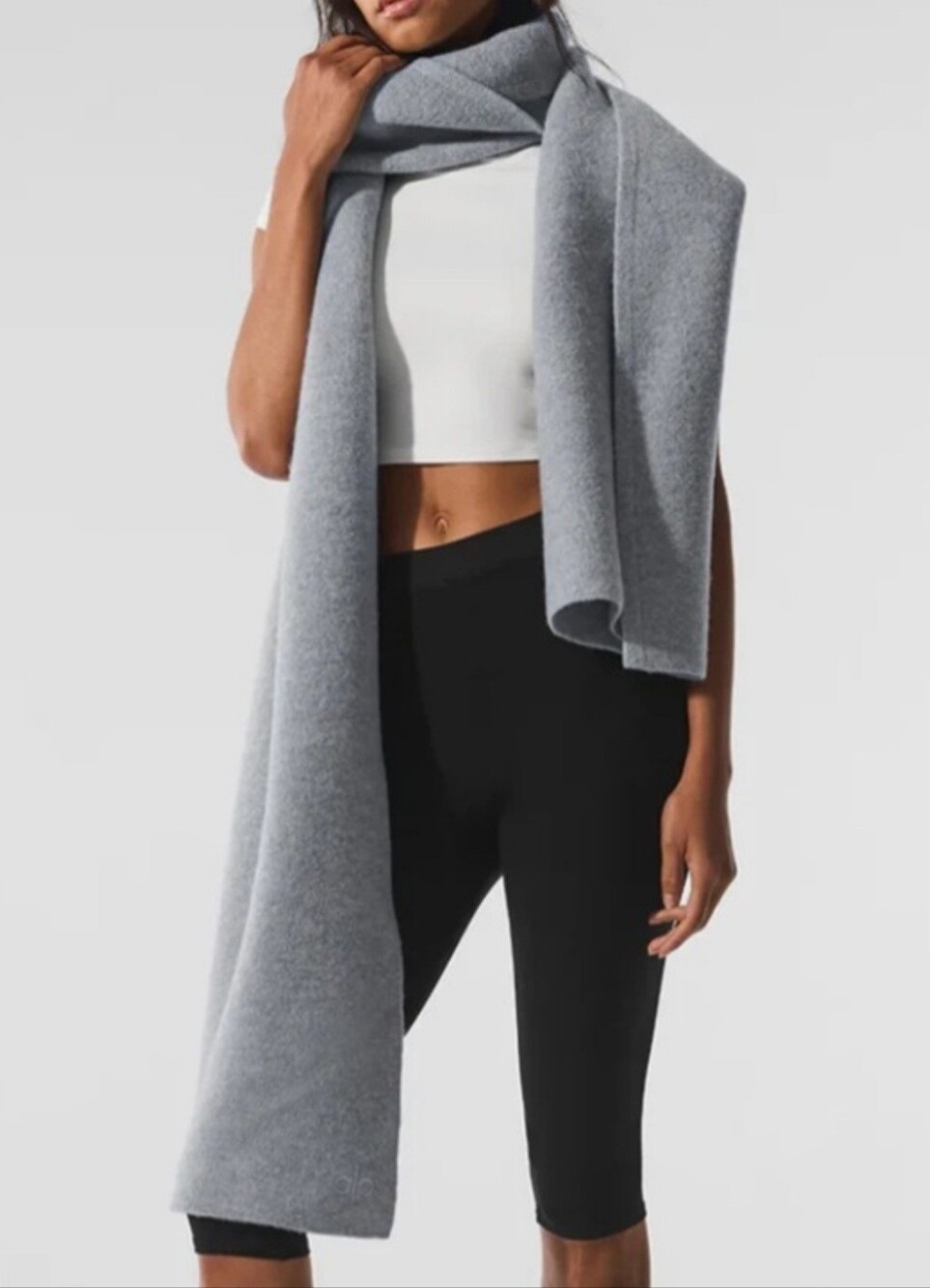 Alo oversized heather grey wool scarf